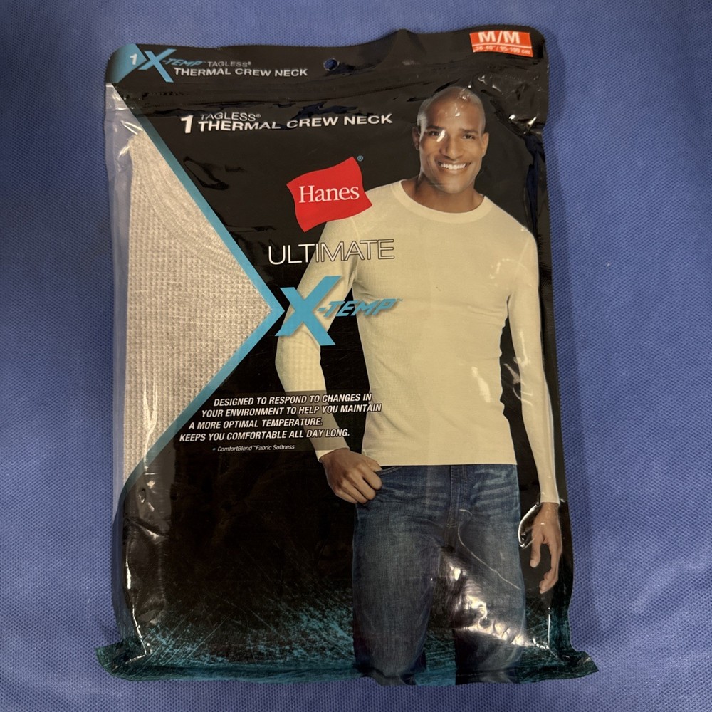 Hanes Ultimate X-Temp Thermal Crew Neck Long Sleeve Tagless Size M, Gray