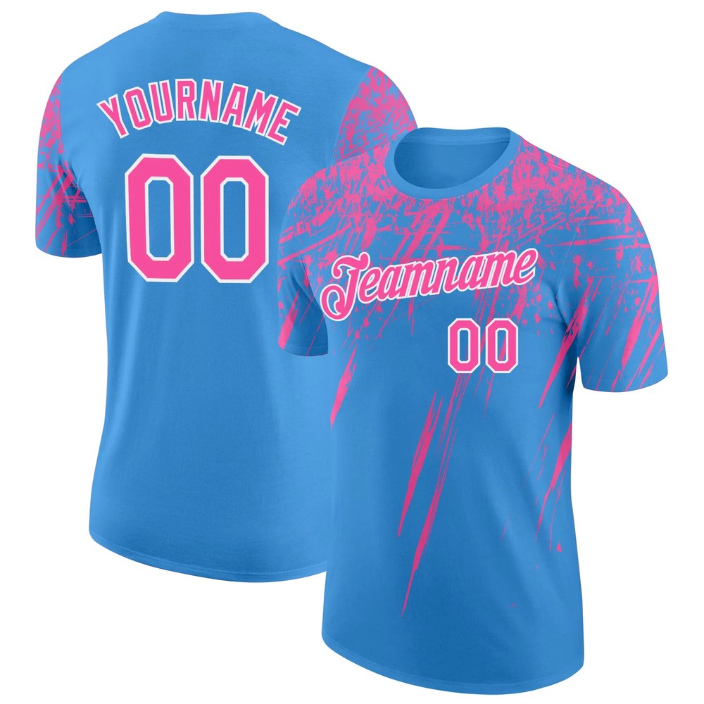 Custom Blue Pink Distressed Art Shirt Unique Birthday Gift For Her