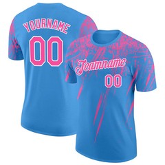 Custom Blue Pink Distressed Art Shirt Unique Birthday Gift For Her