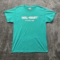 Vintage Walmart Shirt Mens Medium Blue Teal Short Sleeve Store Employee Y2K
