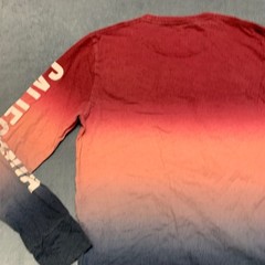 Hollister California T-Shirt Men Small Multicolor Ombre Dye Spellout Logo Casual