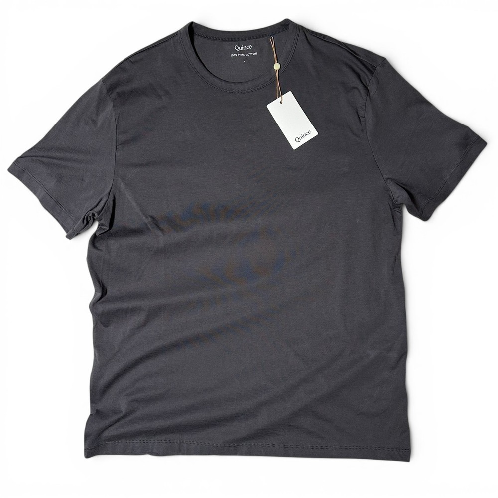 Quince Pima Cotton Luxe Touch Tee Mens Size L Dark Coal Crew Neck NWT