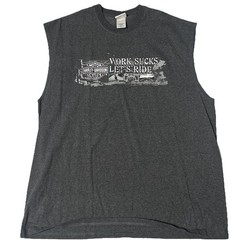 VTG Harley Davidson Cycles Mens Sleeveless T Shirt Work Sucks Let’s Ride 2XL