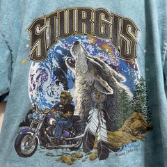 Vintage Sturgis Bike Week 2000 T Shirt Mens XL Blue Faded Biker Motorcycle Wolf