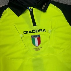 Diadora Referee Top Shirt Italy Short Sleeve Neon Mens Large