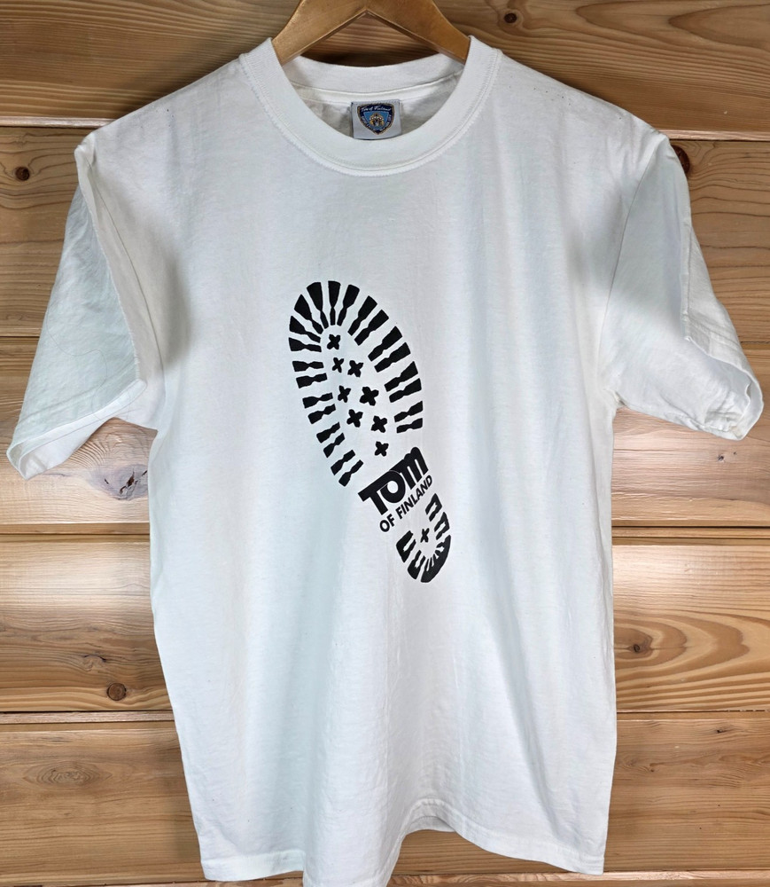 VTG Tom Of Finland Foot Print Stomp T-Shirt Men Medium BDSM Bondage Leather READ