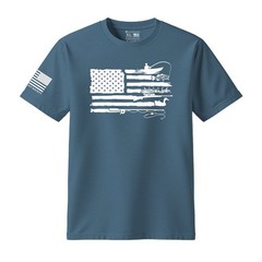 Fishing Hunting American Flag Cotton T-Shirt, Gift for Dad