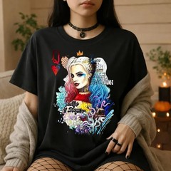 Harley Quinn Pop Art Portrait T-Shirt | Queen of Hearts Joker Vibes Tee