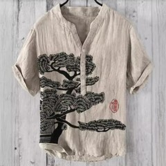 Mens Short Sleeve T-shirt Tops Ladies Cotton Linen Casual Shirt Loose Blouse Tee