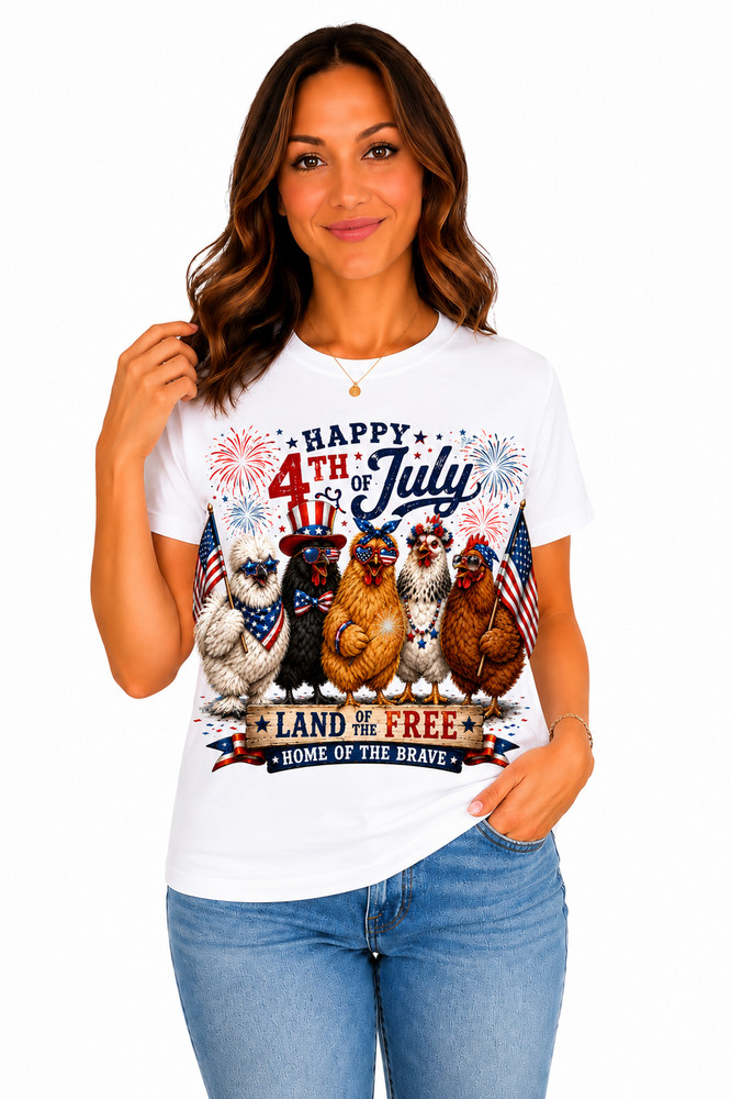 🇺🇸 Patriotic Chicken Shirt – Happy 4th of July