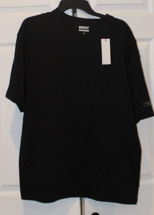 DKNY MEN’S BLACK OVERSIZED POCKET SQUARE SHIRT SIZE MEDIUM NWT RETAIL $59
