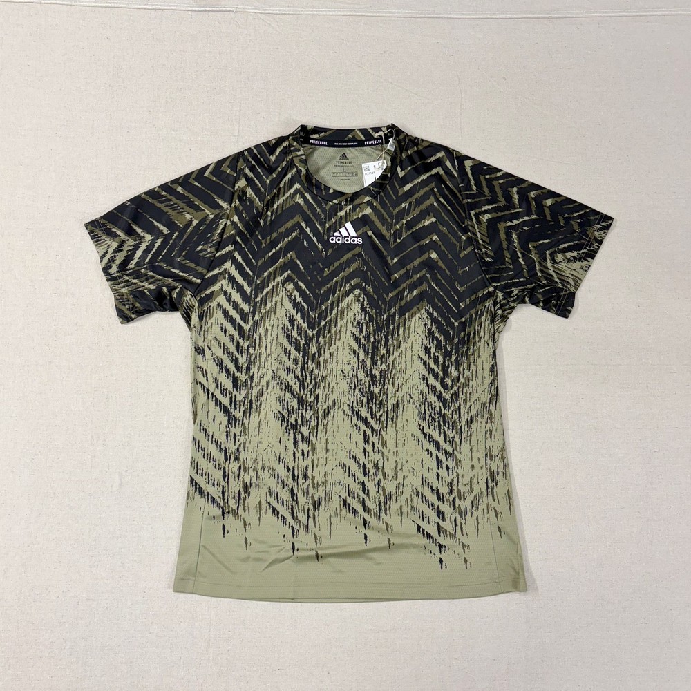 ADIDAS Tennis Primeblue Freelift Printed Tee Men’s Size L Large / Orbit Green
