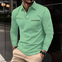 Mens Casual Shirts Grandad Long Sleeve Smart Work Business Golf Solid Tops