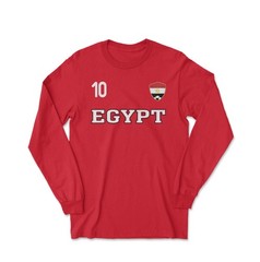 Egypt Salah 10 Inspired Soccer Jersey Style 2-Side Long Sleeve T-Shirt