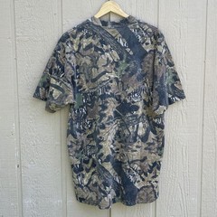 Vintage 90s Y2K Mossy Oak Camo Forest Floor Pocket Tee Shirt Mens Large