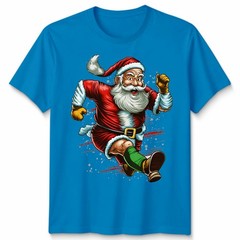 Running Santa Claus Christmas T-Shirt Funny Ugly Unisex Funny Holiday Tee #MC32