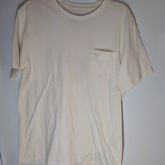Dockers Mens Large Pocket T-Shirt Cream Off-White Short Sleeve Logo Cotton L