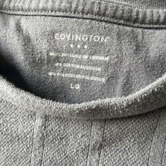 Covington Gray Ribbed Crew Neck Knit T-Shirt Cotton/Poly Solid Mens L Regular