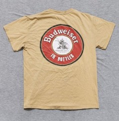 Budweiser Shirt Adult S Brown Beer Brewing Company Tee Alcohol Bartender Party