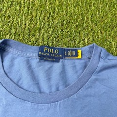 Polo Ralph Lauren Logo Spell Out Shirt Large Blue Classic Fit Preppy Pony Y2K