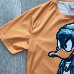 Duck T Shirt Mens XL Orange Cartoon Character Graphic Streetwear Tee Crew Neck
