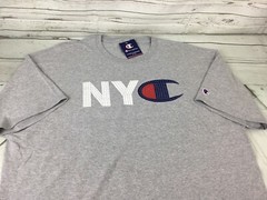 Champion T-Shirt Men 2XL NYC Mosaic Style Logo Graphic Tee Crewneck Gray NWT