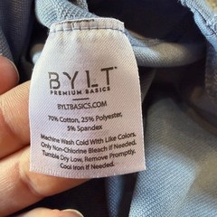 BYLT Drop Cut L/S Lux Mens XL Blue Long Sleeve Curved Hem Shirt Casual Active