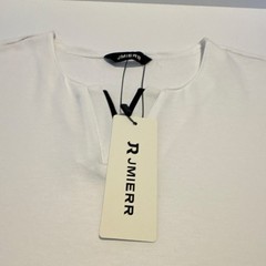 JMIERR Maternity M White Solid V-Neck Long Sleeve Pullover T-Shirt Top