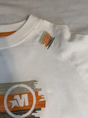 Mecca Shirt Mens 2XL Bleach White Embroidered Striped Graphic Short Sleeve XXL