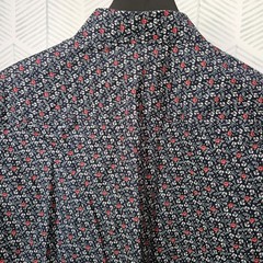 Perry Ellis Men’s SMALL Buttom Up Shirt Long Sleeve Navy/Flowers 100% Cotton