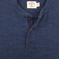 Brooks Brothers Henley Shirt Mens Medium Blue Long Sleeve Thick Layering Knit