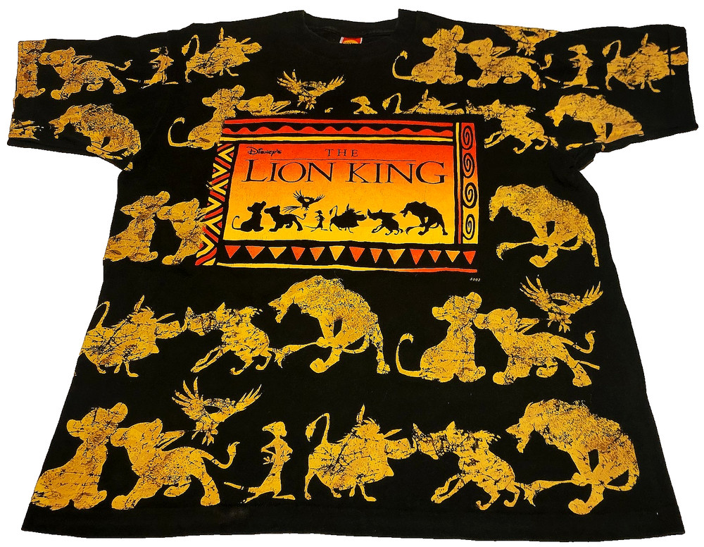 THE LION KING Vtg Jerry Leigh SINGLE STITCH All Over Print AOP Disney T-Shirt OS