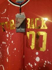 Bleecker and Mercer Throwback Red Splatter Foil Jersey w/Zippers Mens NWT Sz L