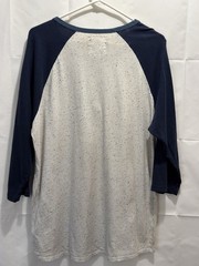 On The Byas Men’s Large Shirt White With Specs Dark Blue Sleeves Pocket Buttons