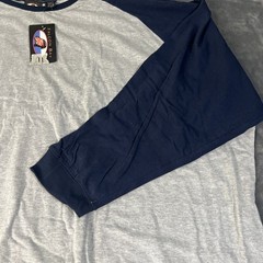 Falcon Bay Men’s Big And Tall 7XL 100% Cotton Baseball T-Shirt Blue & Grey NWT