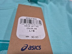 Asics Mens Stripe SS Training Running Gym Sports shirt Sea Green Size Large