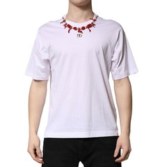 DOLCE & GABBANA T-shirt White Embellished Cotton Crew Neck IT46/US36/S 600usd
