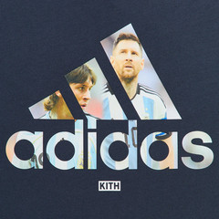 Kith & Messi for Adidas Football / Soccer Graphic Tee Stripes Night Navy – Large
