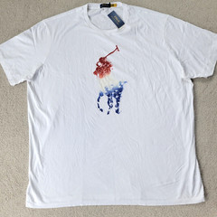 Polo Ralph Lauren Mens Big Pony Graphic Tee White SS T Shirt Big & Tall 2XB