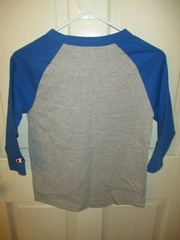 909B3 Champion T137 Authentic Apparel Baseball Tee Small MD Gray & Blue