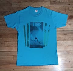 vintage 80s Tube Surf Surfboard Pipeline t-shirt turquoise ocean beach surfer