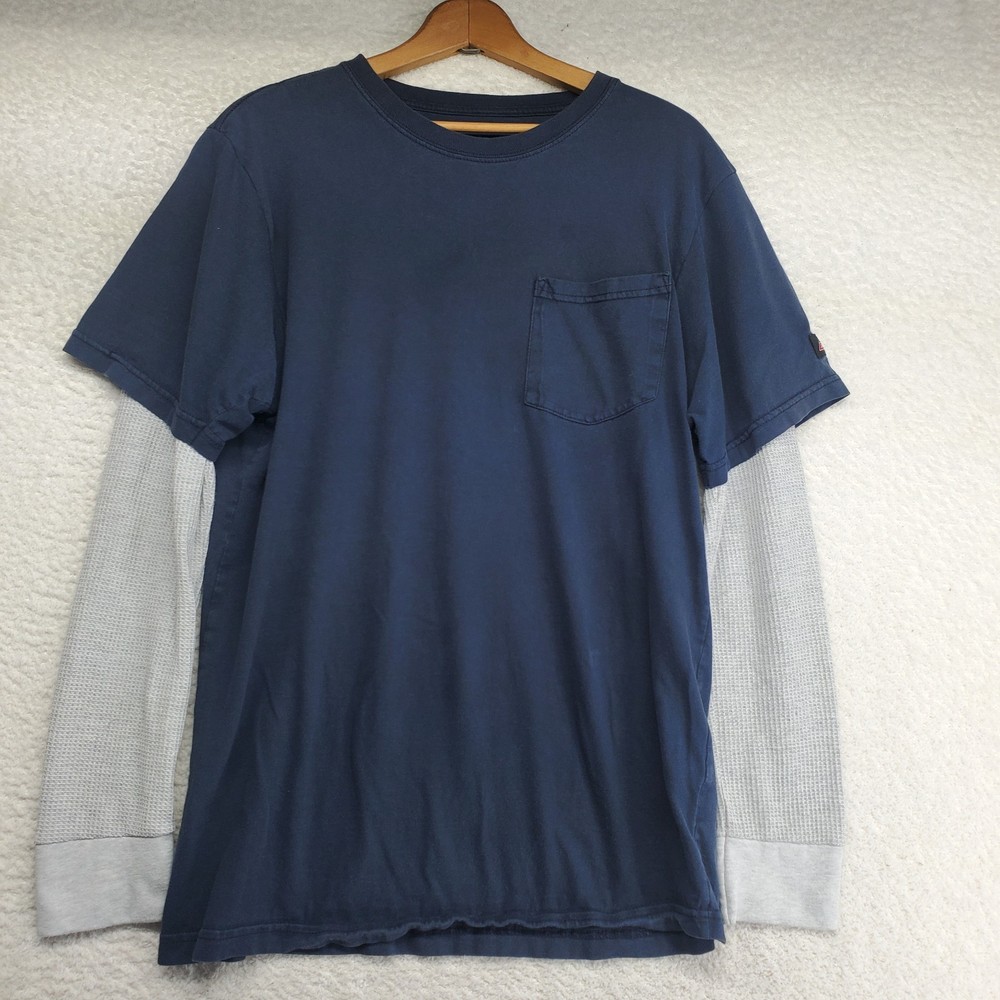 Dickies Men’s Twofer T-Shirt Medium Gray Waffle Knit Sleeves Y2K Grunge Skater
