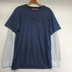 Dickies Men’s Twofer T-Shirt Medium Gray Waffle Knit Sleeves Y2K Grunge Skater