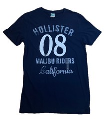 Vintage Hollister Mens Tee Shirt Graphic Malibu Navy Blue size Small NEW