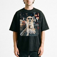 Golden Retriever Shades Cold Brew Neon Street Unisex T-Shirt Funny Dog Lover Tee