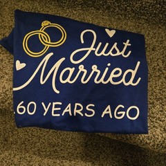 60 Anniversary M Navy Blue Just Married 60 Years Ago Long Sleeve Unisex T-Shirt
