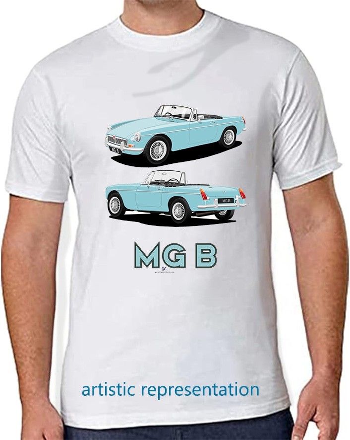 MG B MGB Roadster Art T Shirt MK1 to Mk4 – Many Colours & Loads of Choice