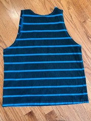 VTG 90s Ironman Triathlon Blue Striped Muscle Tank Top Shirt Medium Bodybuilding