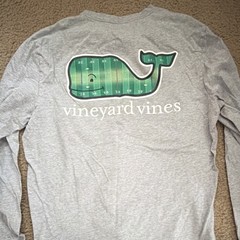 Vineyard Vines Men’s Gray L Long Sleeve Pocket Tee Whale Logo Graphic Crew