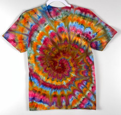 Handmade Spiral Ice Dye Tie Dye T-Shirt, Short Sleeve Spiral Tee, Adult Small